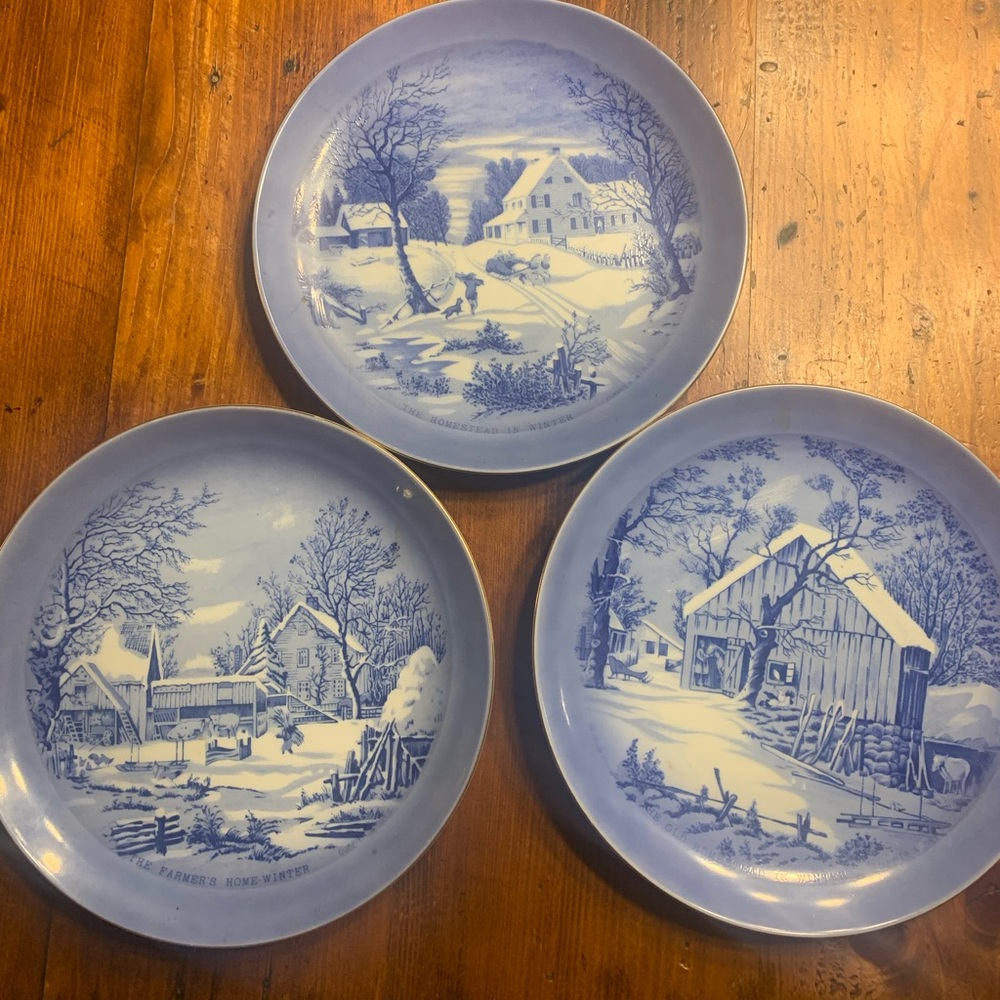 Vintage Porcelain Plate Currier&Ives Winter Collection